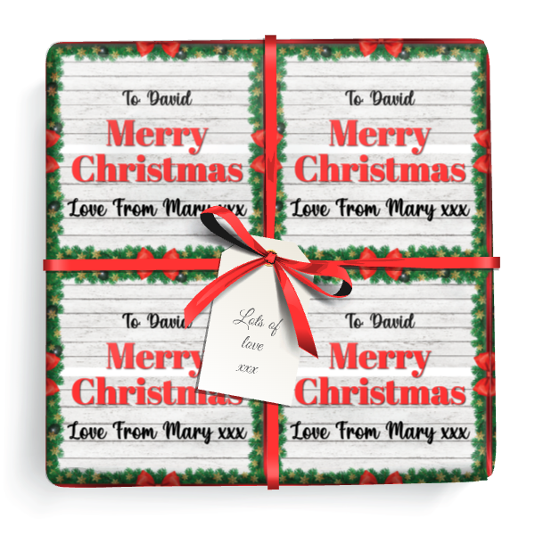 Personalised Christmas Wrapping Paper - Holly - Add Name