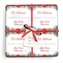 Personalised Christmas Wrapping Paper - Red Greeen Xmas Garland - Add Name
