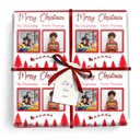 Personalised Christmas Wrapping Paper - Red Santa Reindeer - Add Name & 2 Photos