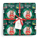 Personalised Christmas Wrapping Paper - Snowman & Xmas Tree - 1 Photo & Name