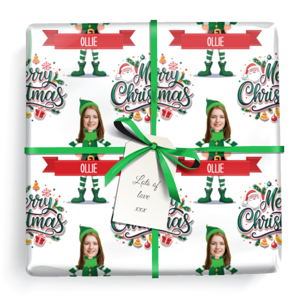 Personalised Christmas Wrapping Paper - Xmas Elf - Add Photo