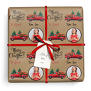 Personalised Christmas Wrapping Paper - Vintage Red Truck & Tree - Add Name & 1 Photo