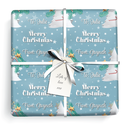 Personalised Christmas Wrapping Paper - White Tree & Stars - Add Name