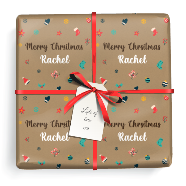 Personalised Christmas Wrapping Paper - Xmas Design - Add Name