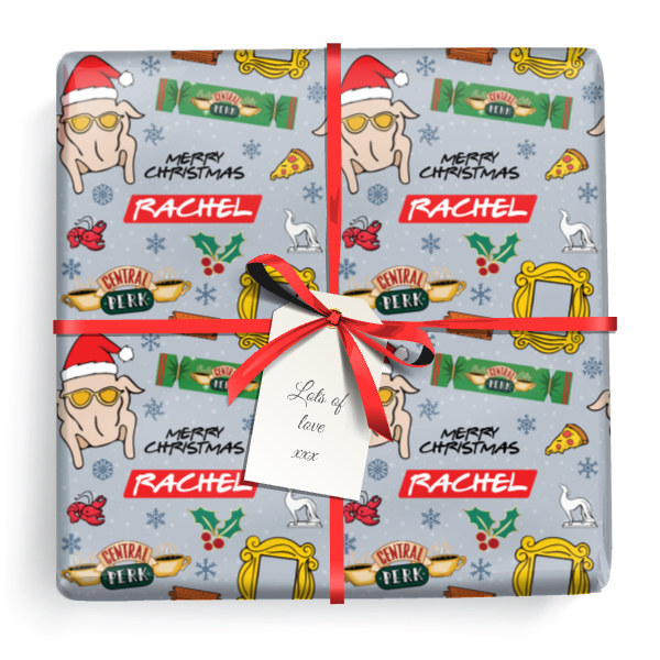 Personalised Christmas Wrapping Paper - Xmas Friends - Add Name