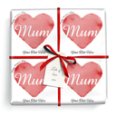 Personalised Mothers Day Wrapping Paper - Red Love Heart -  Add Text