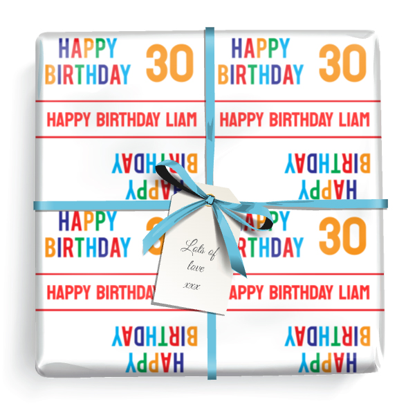 Personalised Party Wrapping Paper -  Happy Birthday - Add Age