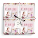 Personalised Party Wrapping Paper - 1st Birthday Pink Rabbit - Upload Photo & Name