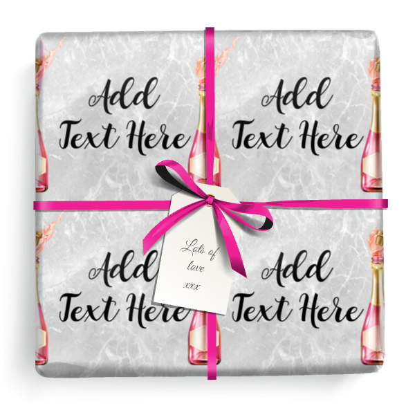 Personalised Party Wrapping Paper -  Pink Champagne - Add Text
