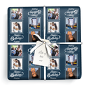 Personalised Party Wrapping Paper - Blue Happy Birthday - Upload 4 Photo & Add Name