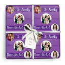 Personalised Party Wrapping Paper - Purple Happy Birthday - Upload 3 Photos & Add Name