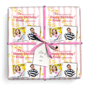Personalised Party Wrapping Paper - Pink Stripe- Upload 2 Photo & Add Text