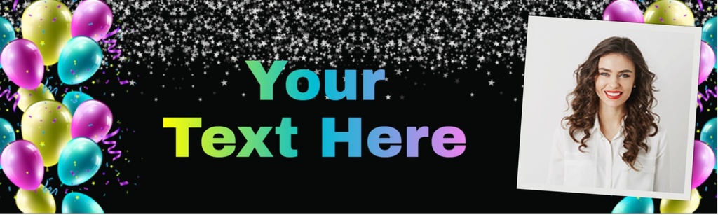 Personalised Party Banner - Black Green Pink Balloons - 1 Photo