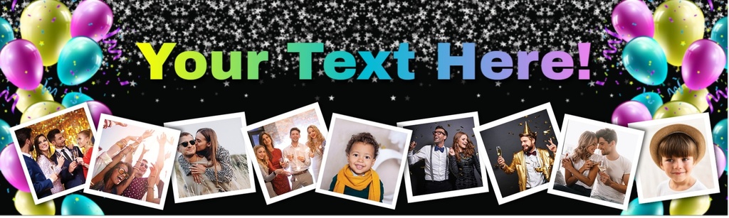 Personalised Party Banner - Black & Neon Balloons - 9 Photo