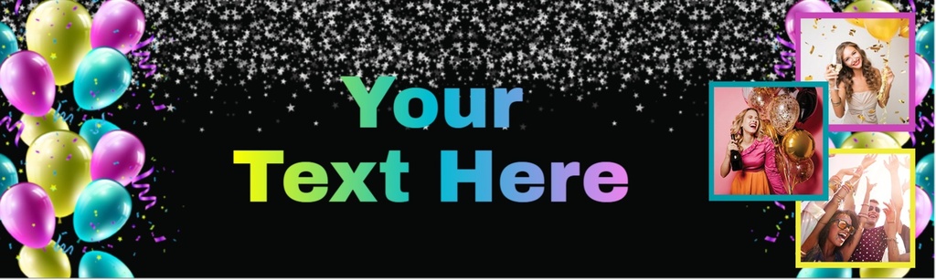 Personalised Party Banner - Black Green Pink Balloons - 3 Photo