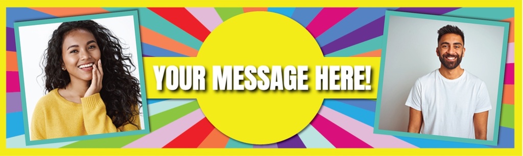 Personalised Banner - Rainbow Runner Marathon - Custom Text & 2 Photo