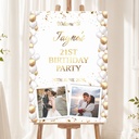 Personalised Birthday Welcome Sign - Gold & White Balloons Welcome Board