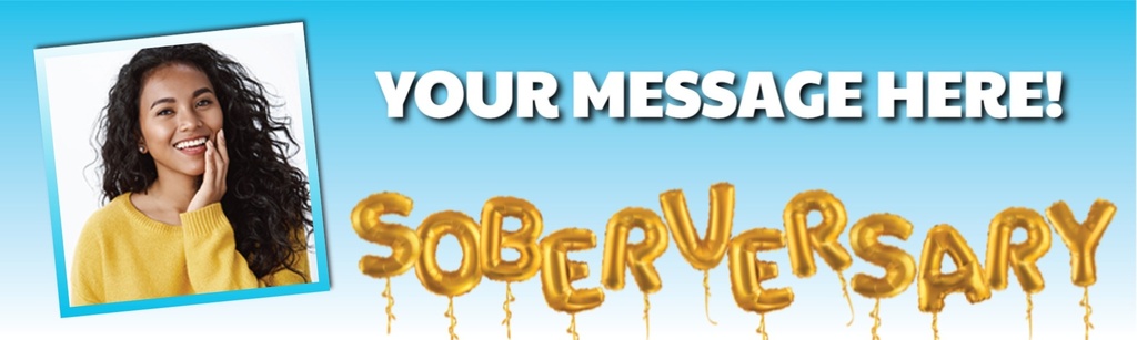 Personalised Sobriety Banner - Blue Soberversary - Text & 1 Photo