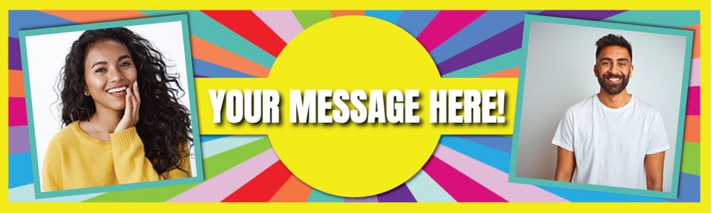 Personalised Sobriety Banner - Soberversary Rainbow Design - Text & 2 Photo