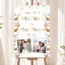 Personalised Wedding Welcome Sign - Gold & White Balloons Welcome Board