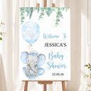 Baby Shower Welcome Board - Blue Elephant - Add Text