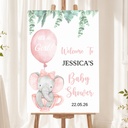 Baby Shower Welcome Board - Pink Elephant - Add Text
