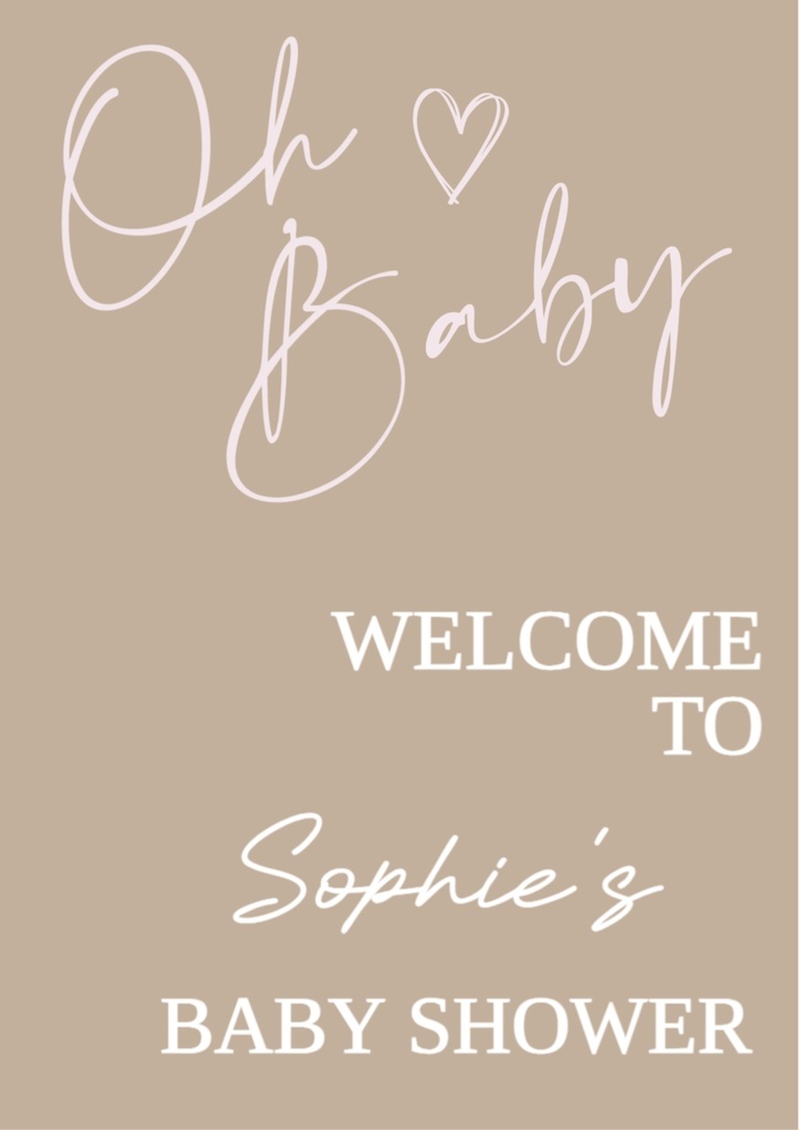 Baby Shower Welcome Board - Oh Baby Neutral - Add Text