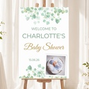 Personalised Baby Shower Welcome Sign with 1 Photo - Green Leaves Welcome Board