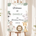 Personalised 1st Birthday Welcome Sign - Safari Baby Animals Kids Welcome Board