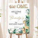 1st Birthday Welcome Board - Wild One Safari Animals  - Add Text