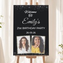 Birthday Welcome Board - Black Design - Upload 2 Photos