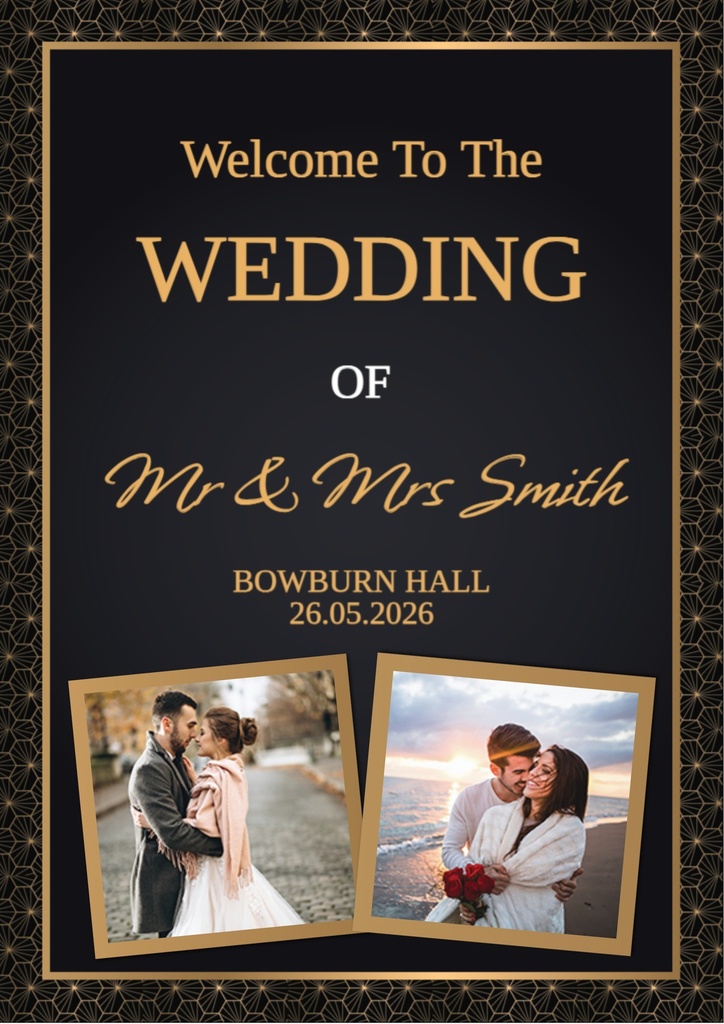 Wedding Welcome Board - Black & Gold Art Deco - 2 Photos