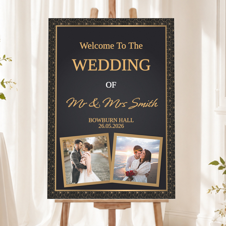 Wedding Welcome Board - Black & Gold Art Deco - 2 Photos