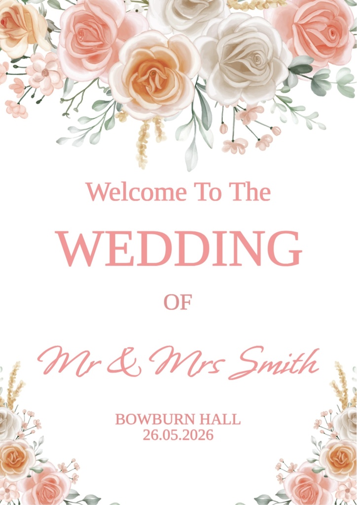 Wedding Welcome Board - Autumn Floral Design