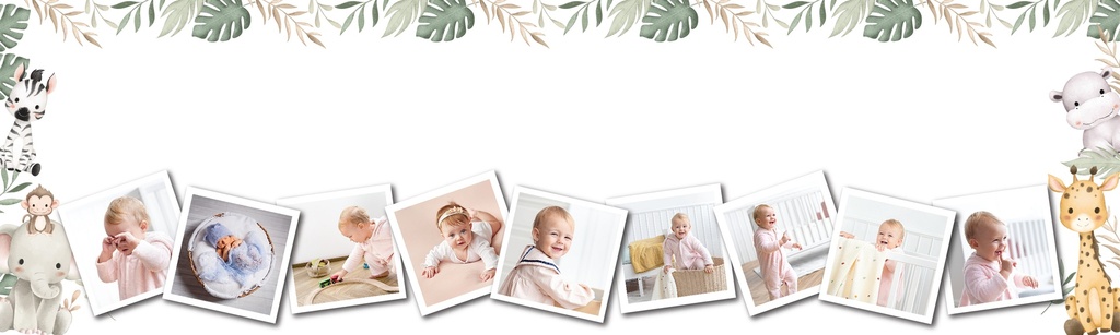 Personalised Birthday Banner - Baby Safari Animals - Custom Text & 9 Photos