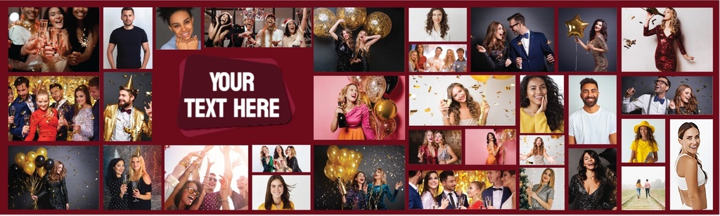 Personalised Party Banner - Burgundy Photo Collage - 32 Photos