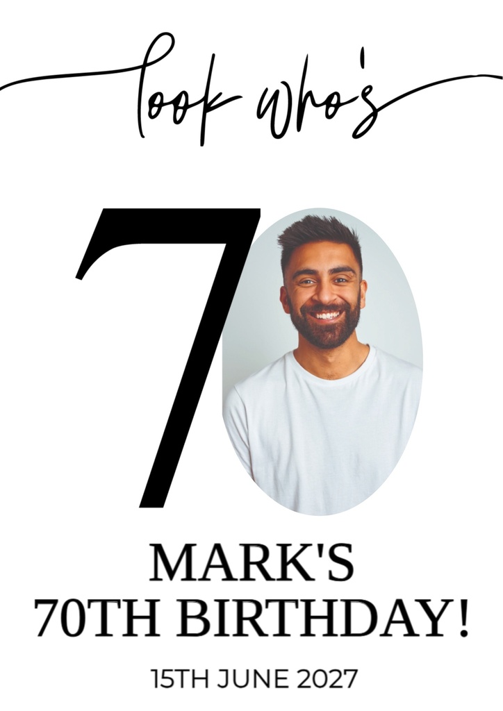 70th Birthday Welcome Board - Look Whose 70 - 1 Photo