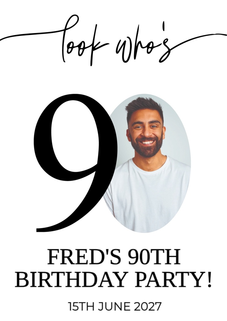 90th Birthday Welcome Board - Look Whose 90 - 1 Photo