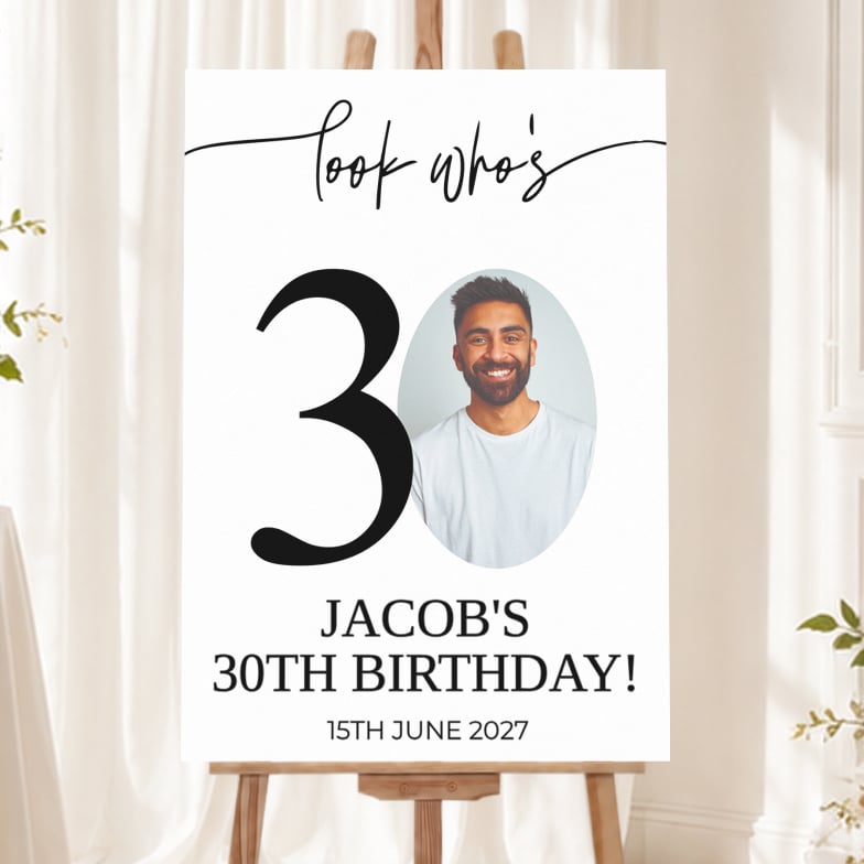 30th Birthday Welcome Board - Look Whose 30 - 1 Photo