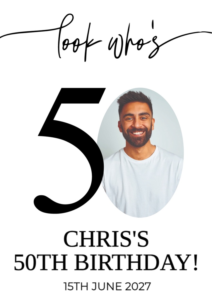 50th Birthday Welcome Board - Look Whose 50 - 1 Photo