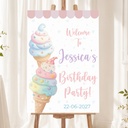 Kids Birthday Welcome Board - Ice Cream Design - Add Text