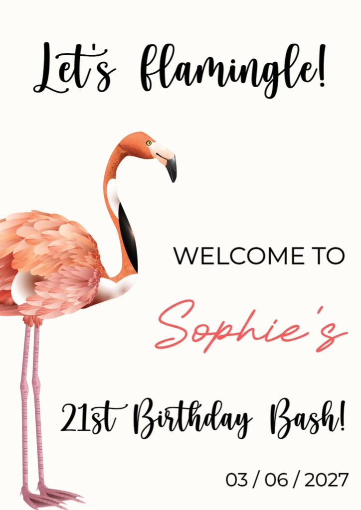 Birthday Welcome Board - Flamingo - Add Text
