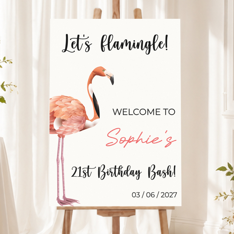 Birthday Welcome Board - Flamingo - Add Text