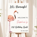 Personalised Birthday Welcome Sign - Flamingo Welcome Board