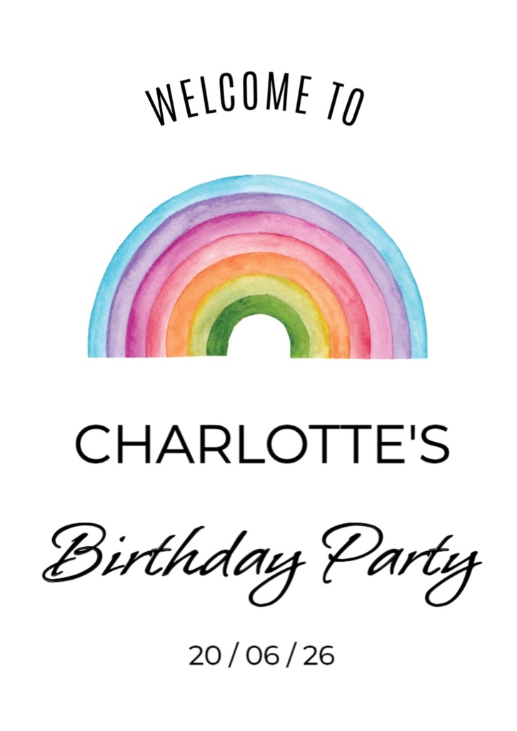 Birthday Welcome Board - Rainbow Design