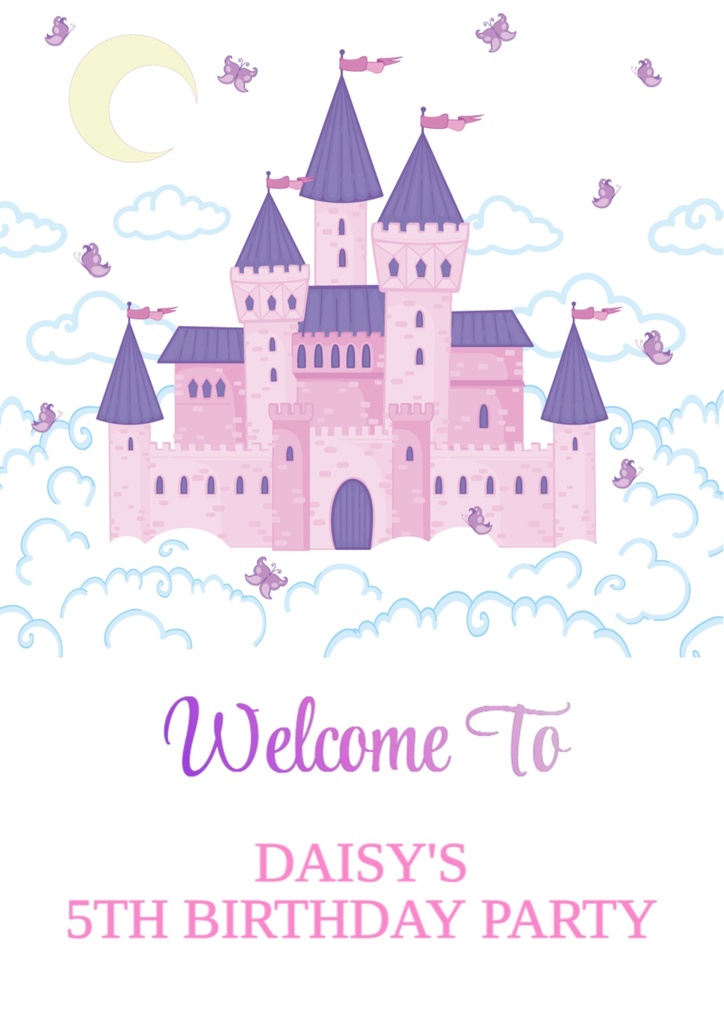 Birthday Welcome Board - Princess Castle