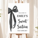 Personalised Sweet 16 Birthday Welcome Sign - Black Bow Welcome Board
