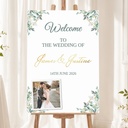 Wedding Welcome Board - Green Leaves Floral Design