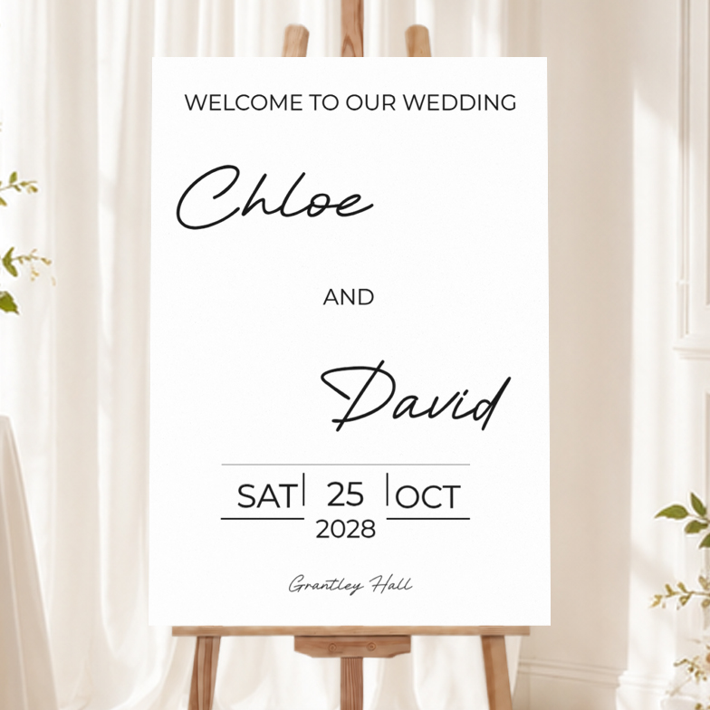 Personalised Wedding Welcome Sign - Modern Welcome Board