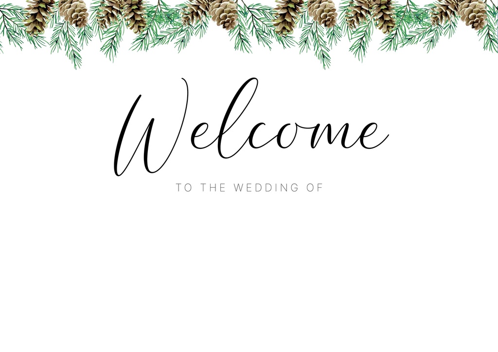 Wedding Welcome Board - Green Border- Landscape Design
